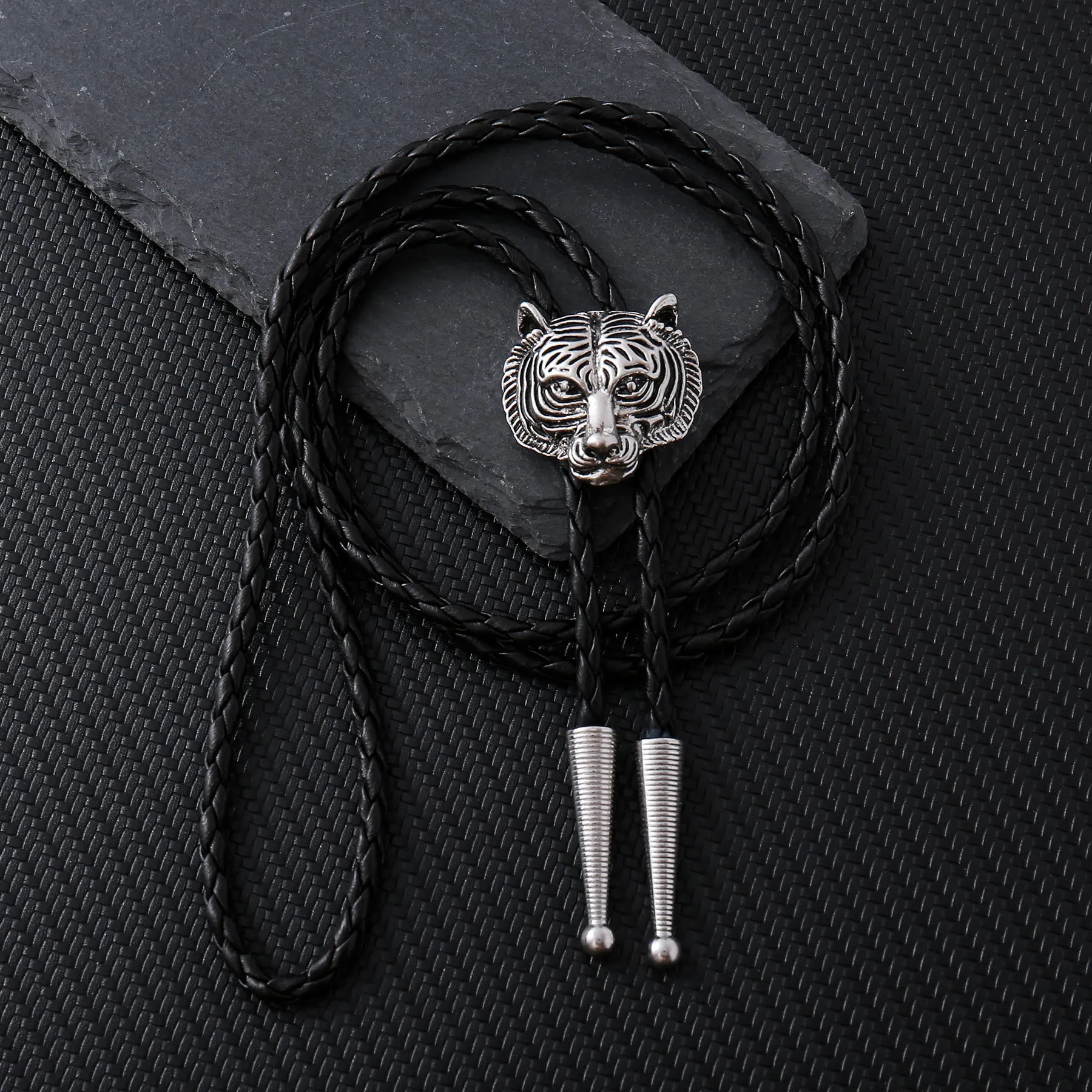 Western Retro Tiger Head Metal Bolo Tie sold by FloralTrip
