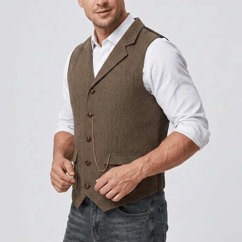 Men's Vintage Herringbone Tweed Suit Vest sold by FloralTrip product image thumbnail 4