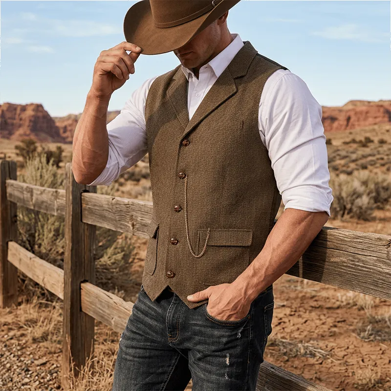 Men's Vintage Herringbone Tweed Suit Vest sold by FloralTrip
