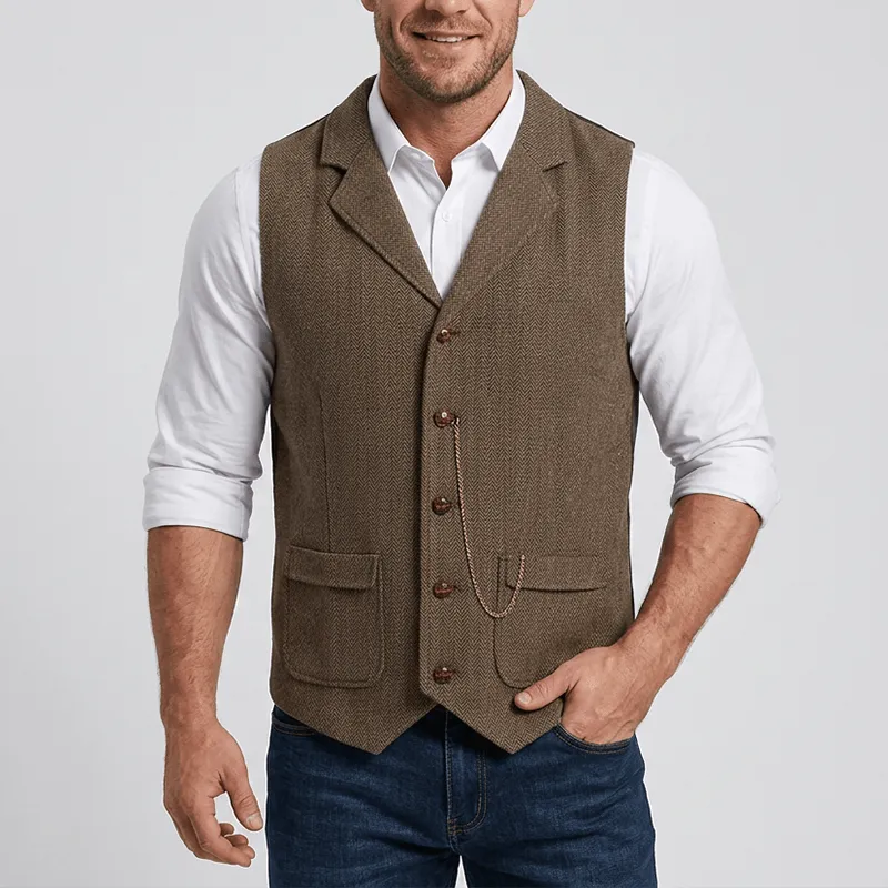 Men's Vintage Herringbone Tweed Suit Vest sold by FloralTrip product image thumbnail 2