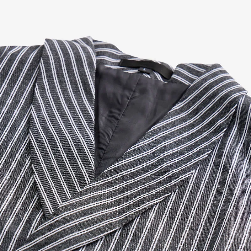 Men's Grey Striped Business Gentleman Slim Fit Retro Suit Vest sold by FloralTrip product image thumbnail 5