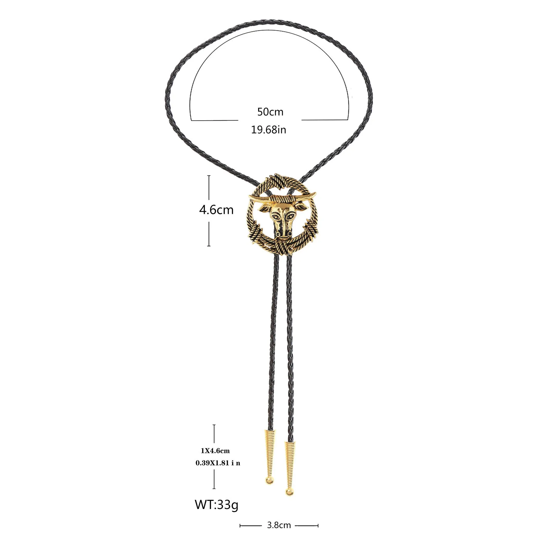 Rodeo Longhorn Bull Rope Wreath Rock Style Bolo Tie sold by FloralTrip product image thumbnail 4