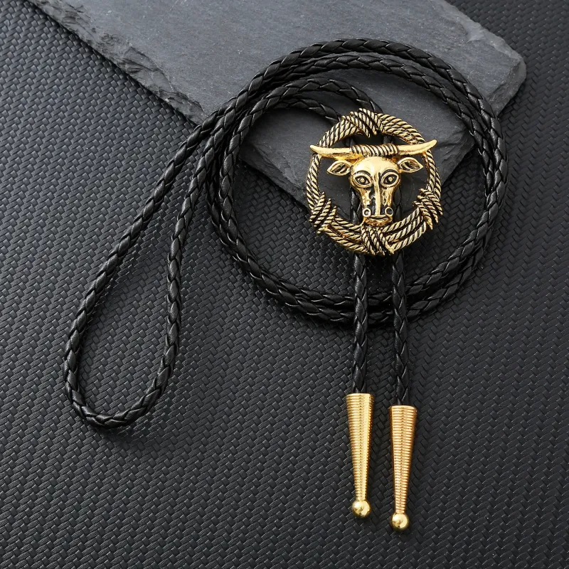 Rodeo Longhorn Bull Rope Wreath Rock Style Bolo Tie made by FloralTrip