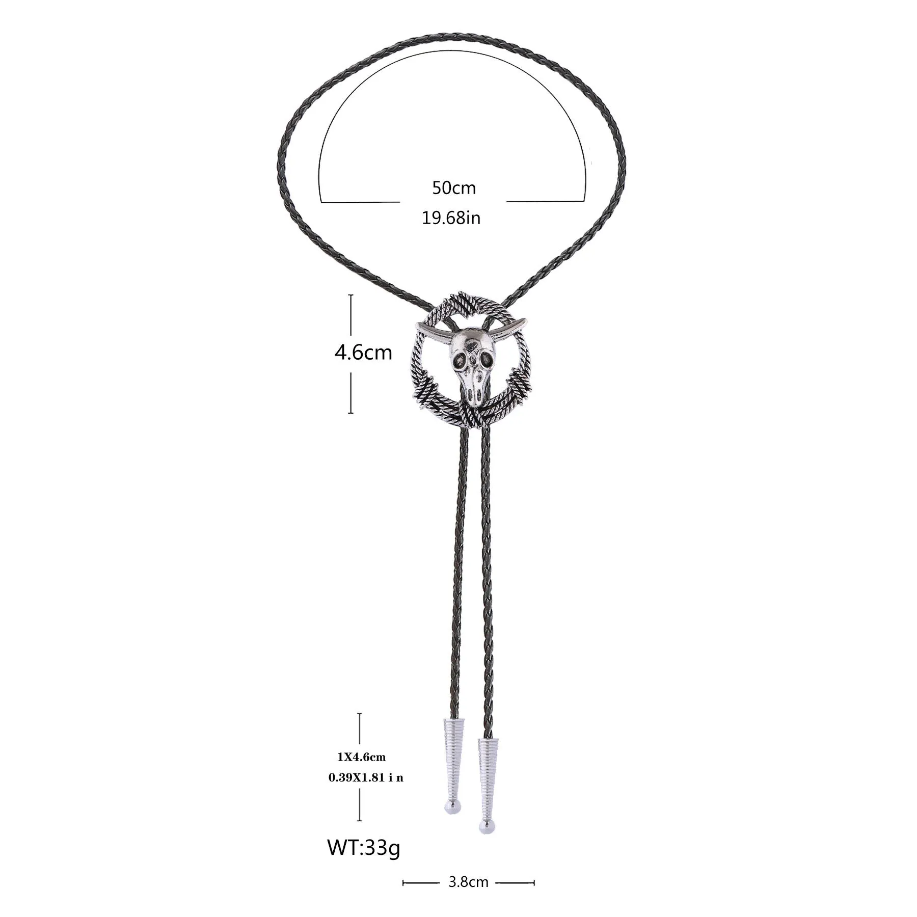 Steer Skull Rope Wreath Rock Style Bolo Tie sold by FloralTrip product image thumbnail 3