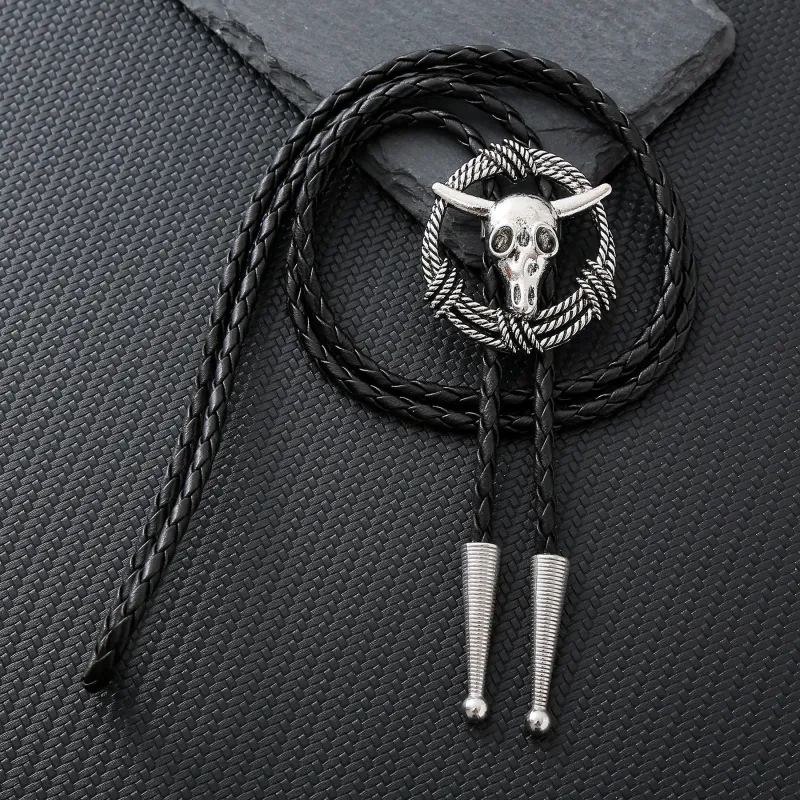 Steer Skull Rope Wreath Rock Style Bolo Tie made by FloralTrip