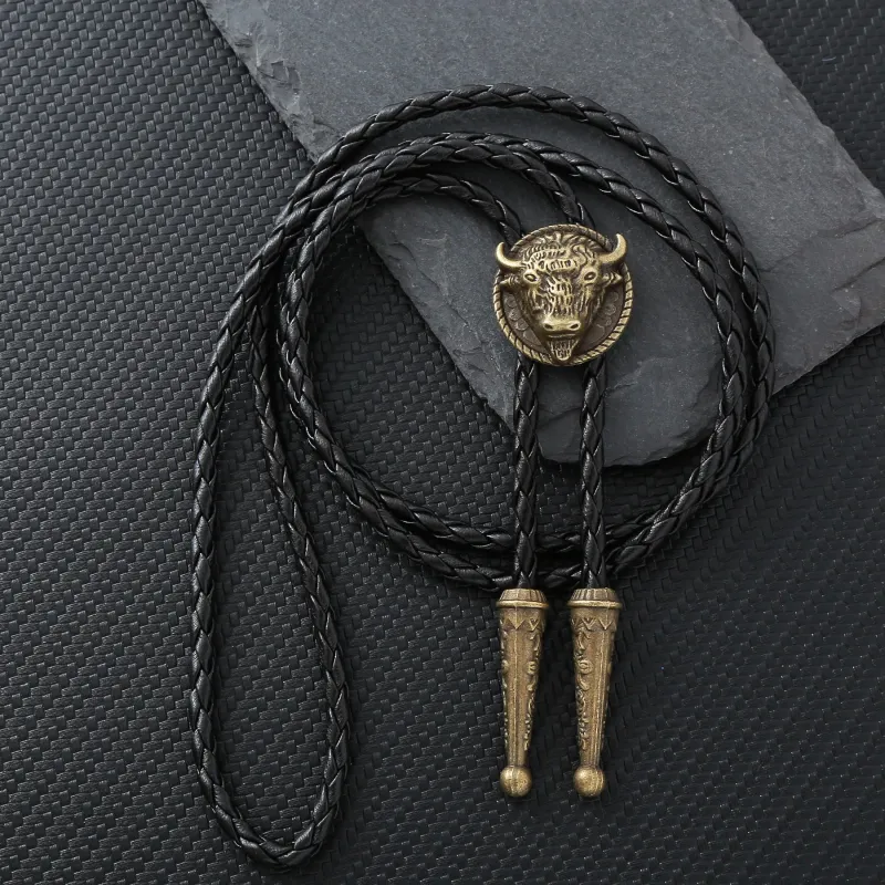 Buffalo Head Medallion Old West Bolo Tie made by FloralTrip