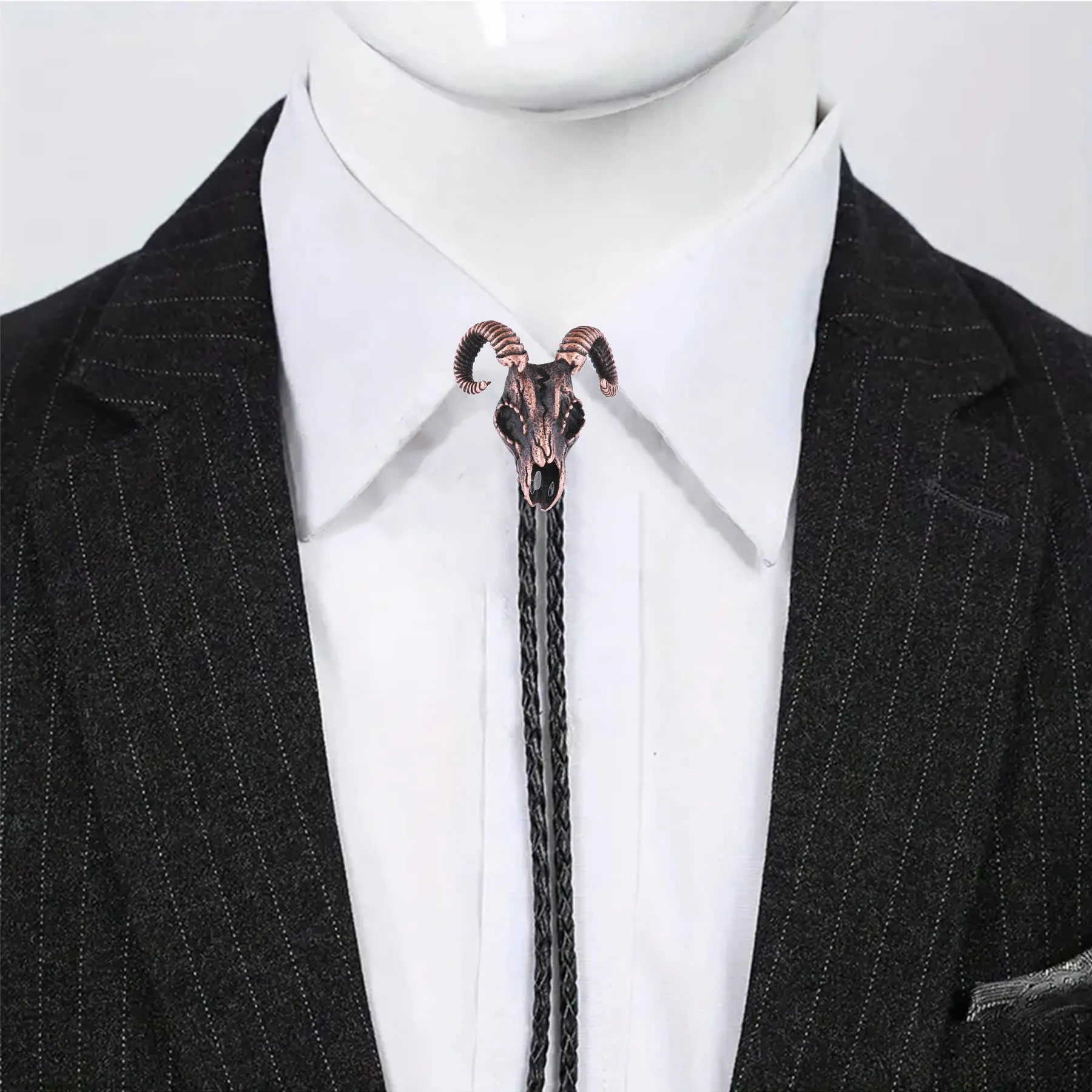 Dark Aesthetic Gothic Ram Skull Bolo Tie sold by FloralTrip product image thumbnail 2