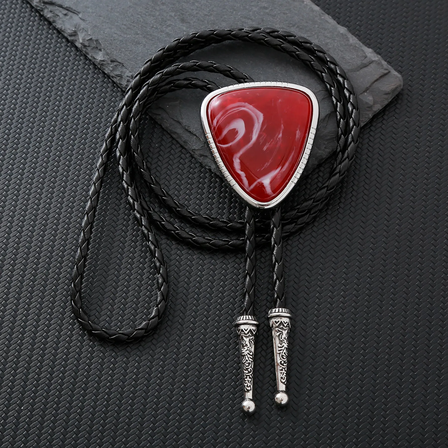 Western Glossy Artificial Tribal Shield Stone Bolo Tie sold by FloralTrip
