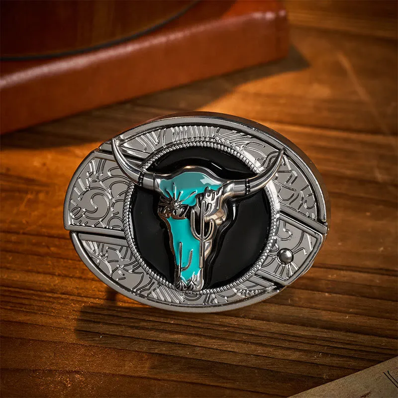 Desert Spirit Bull DIY Hidden Folding Knife Buckle Leather Belt made by FloralTrip