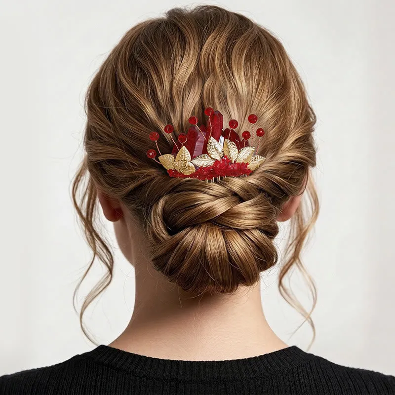 Women's Enchanted Real Crystal Leaf Detailed Hair Comb sold by FloralTrip