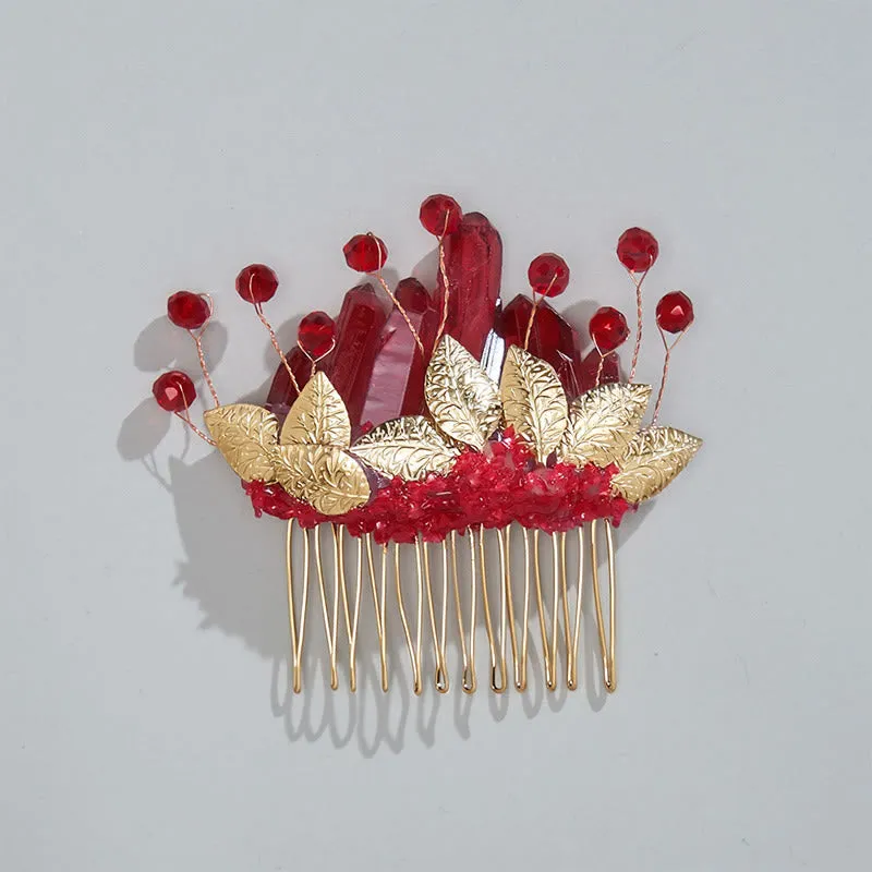 Women's Enchanted Real Crystal Leaf Detailed Hair Comb sold by FloralTrip product image thumbnail 2