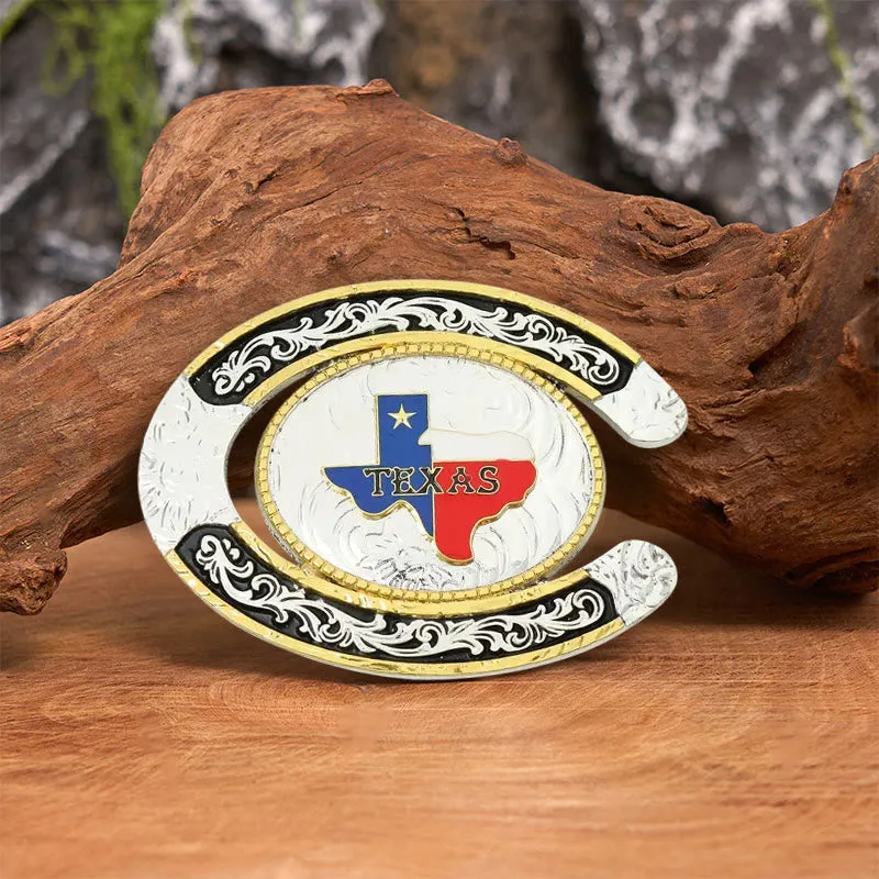 Texas Pride Horseshoe-Shaped DIY Large Buckle Leather Belt made by FloralTrip