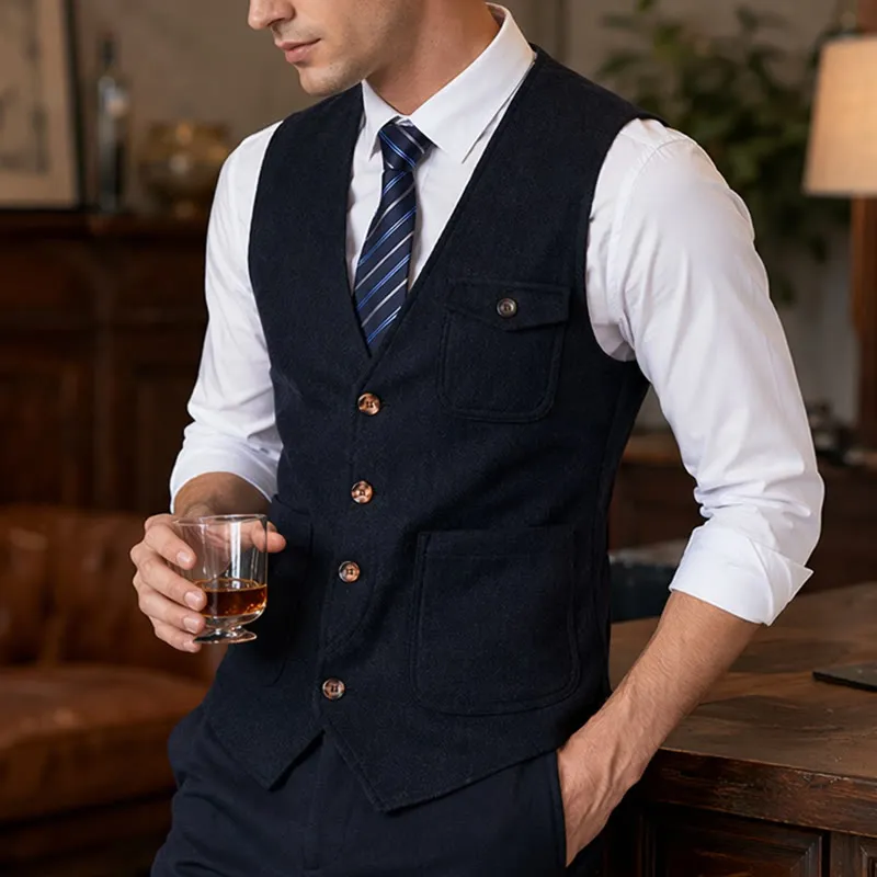 Men's American Vintage Herringbone Wrinkle Resistant Suit Vest made by FloralTrip