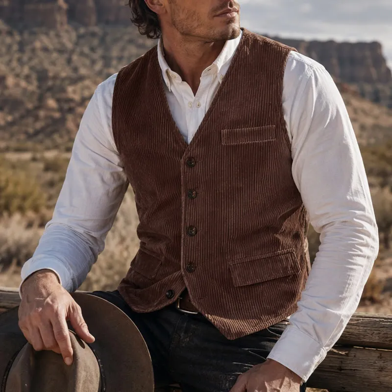 Minimalist V-Neck Retro Ivy League Corduroy Suit Vest sold by FloralTrip product image thumbnail 5