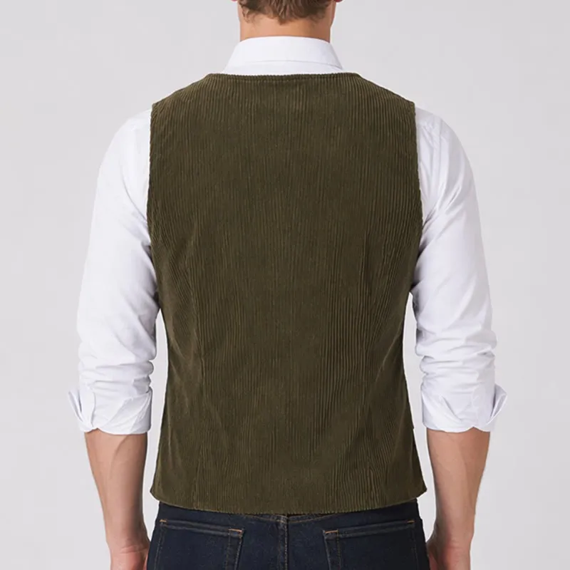 Minimalist V-Neck Retro Ivy League Corduroy Suit Vest sold by FloralTrip product image thumbnail 3