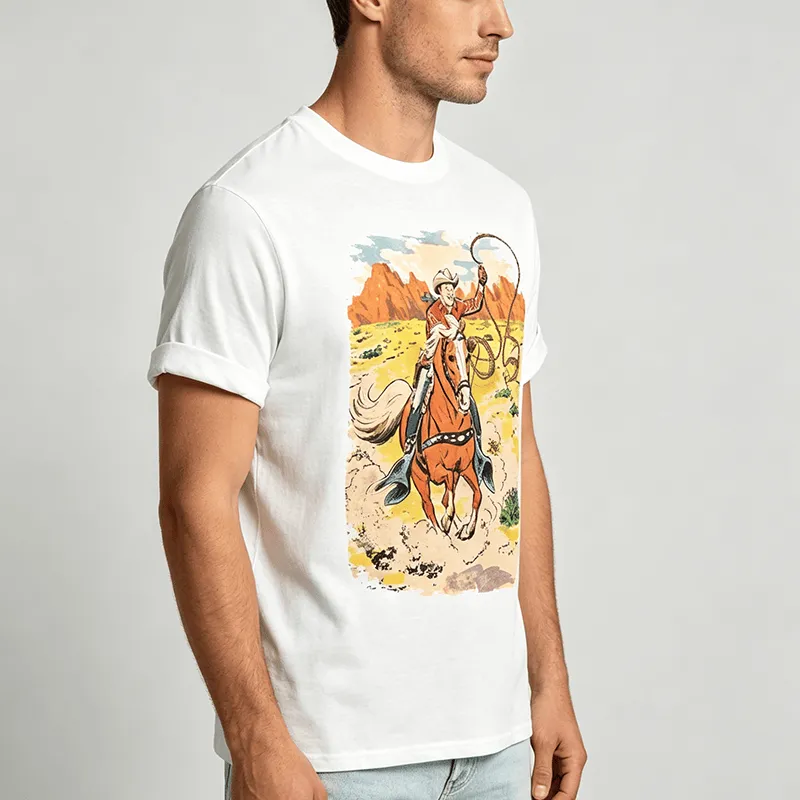Comic Style Retro Cowboy Lasso Western Shirt sold by FloralTrip product image thumbnail 3