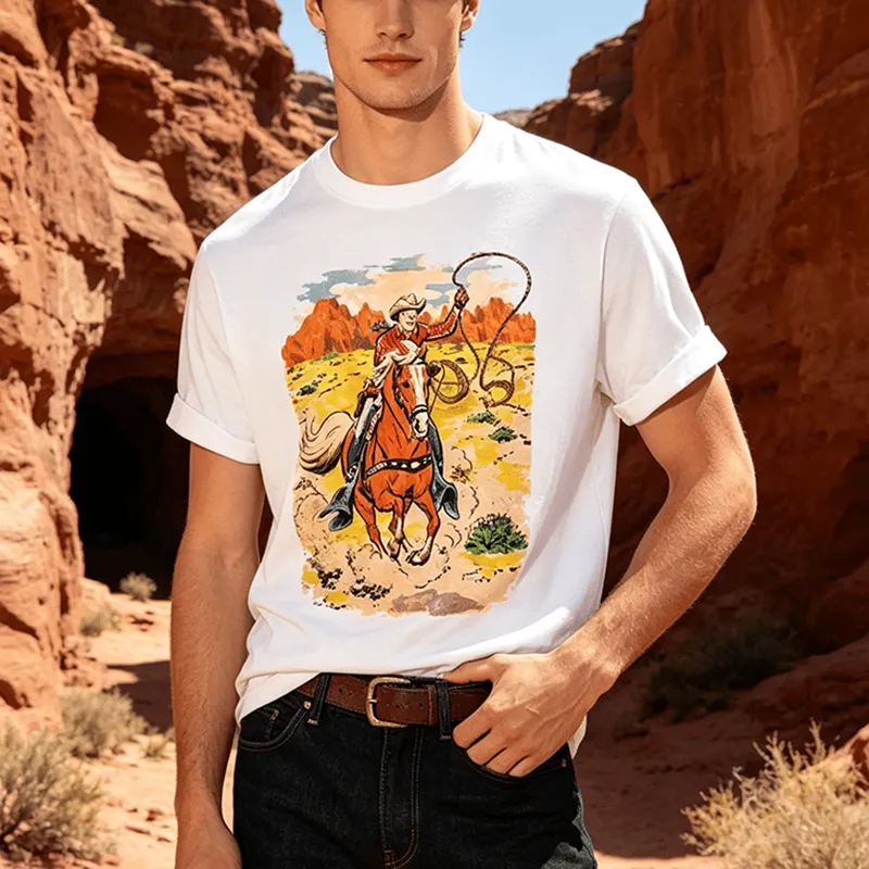 Comic Style Retro Cowboy Lasso Western Shirt made by FloralTrip