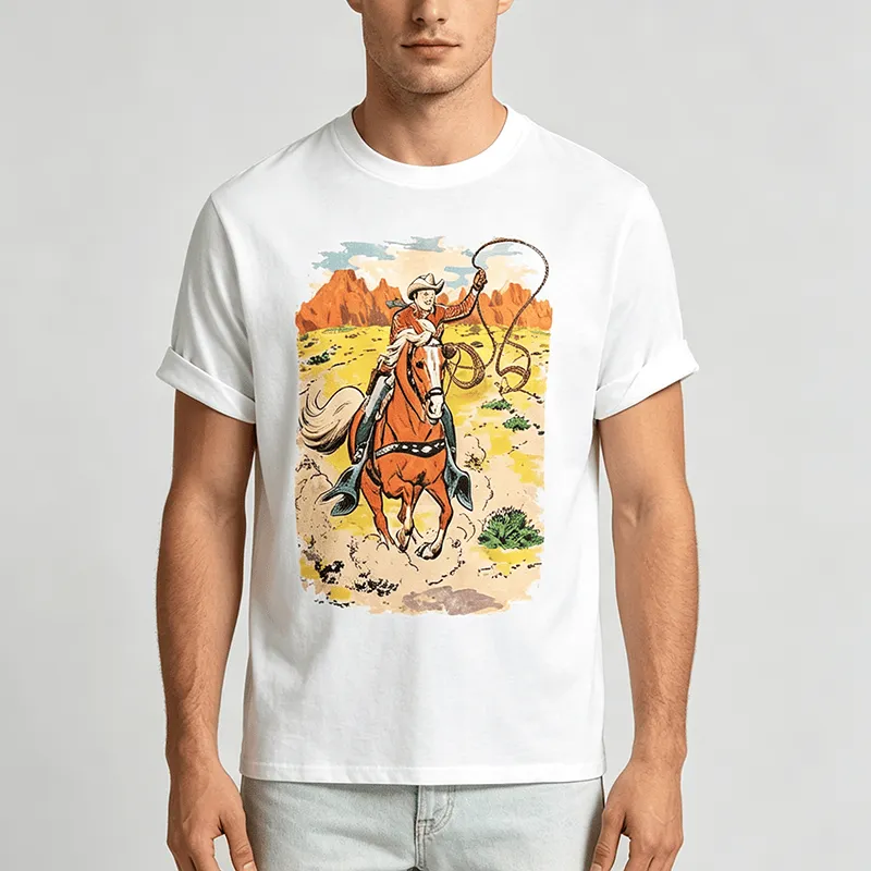 Comic Style Retro Cowboy Lasso Western Shirt sold by FloralTrip product image thumbnail 2