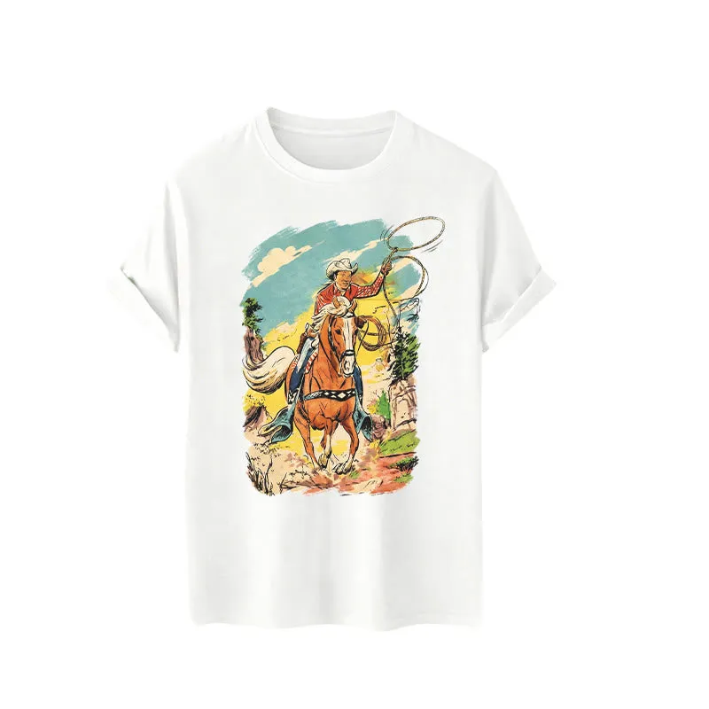 Vintage Comic Cowboy Lasso Western Graphic Print Shirt sold by FloralTrip product image thumbnail 5