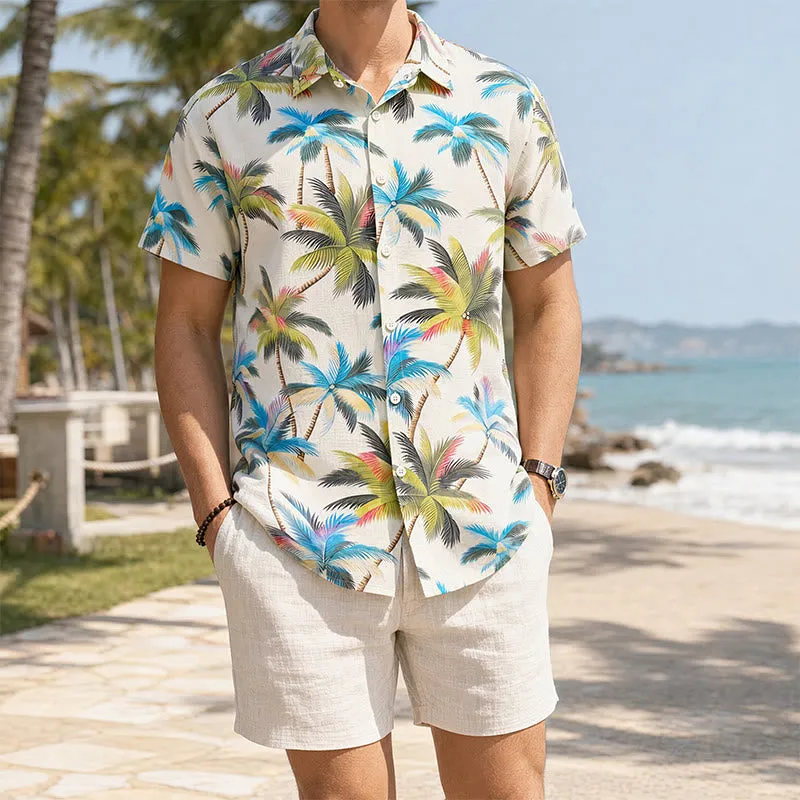Men's Coconut Tree Printed Casual Vacation Shirt sold by FloralTrip
