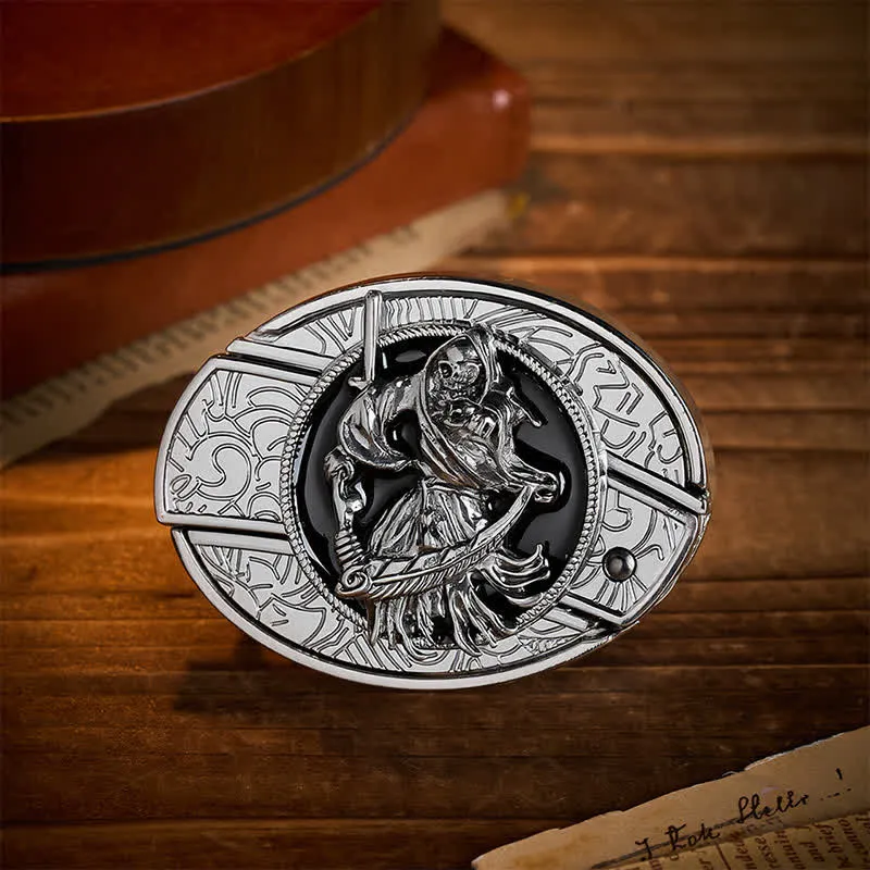 Death Skeleton Warrior DIY Hidden Folding Knife Buckle Leather Belt made by FloralTrip