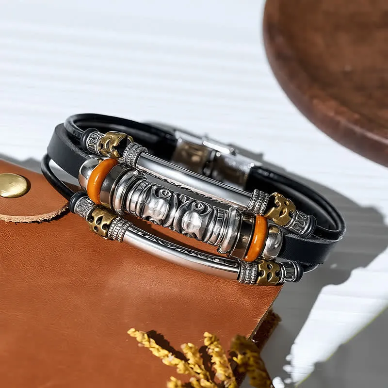 Punk Retro Hollow Alloy Bead Multi-strand Leather Bracelet sold by FloralTrip product image thumbnail 4