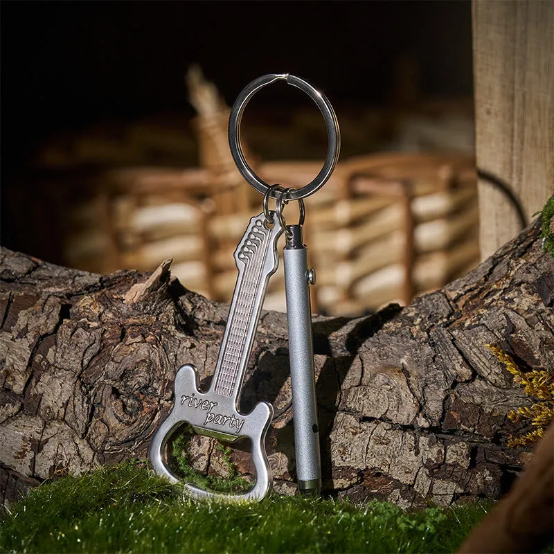 Retractable Toothpick & Guitar Bottle Opener Portable EDC Set Keychain made by FloralTrip