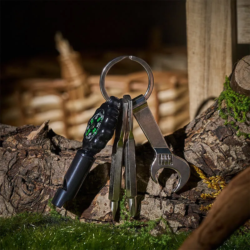 EDC Multi Tool Survival Whistle With Compass Keychain made by FloralTrip