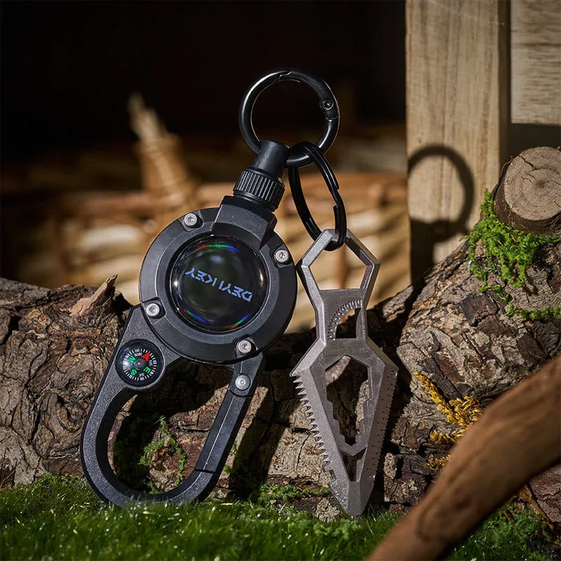 EDC Tool Retractable Key Carabiner with Compass Keychain made by FloralTrip