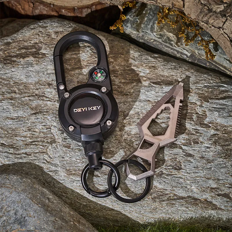 EDC Tool Retractable Key Carabiner with Compass Keychain sold by FloralTrip product image thumbnail 2