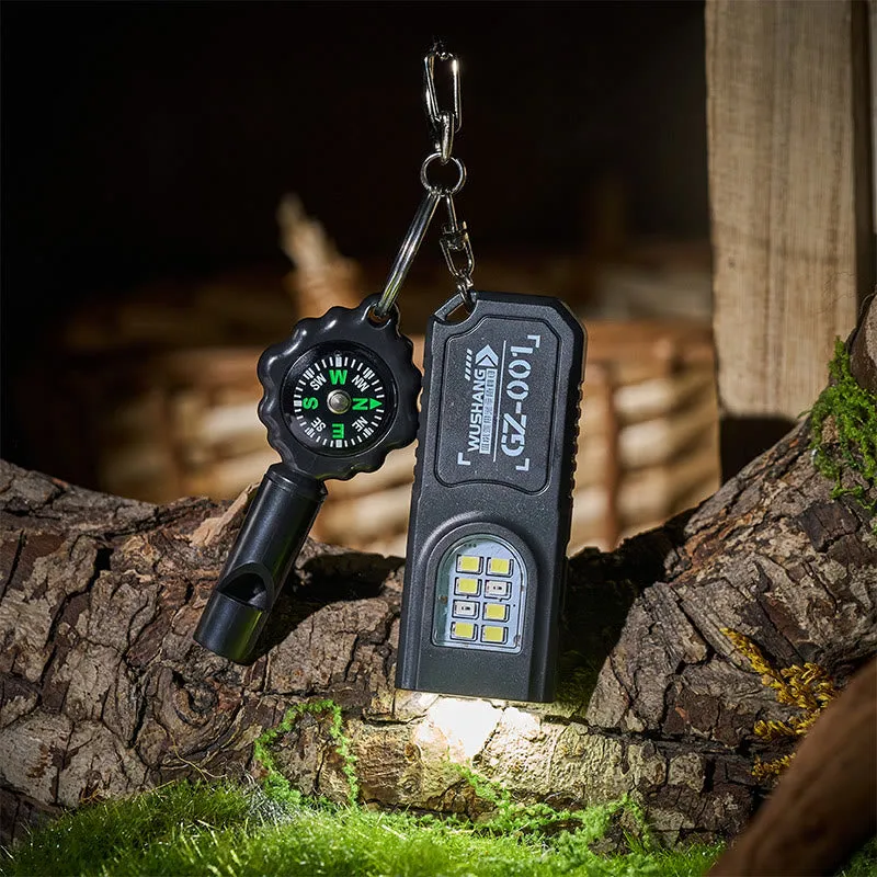 Mini Cob Flashlight Survival Whistle With Compass Keychain made by FloralTrip