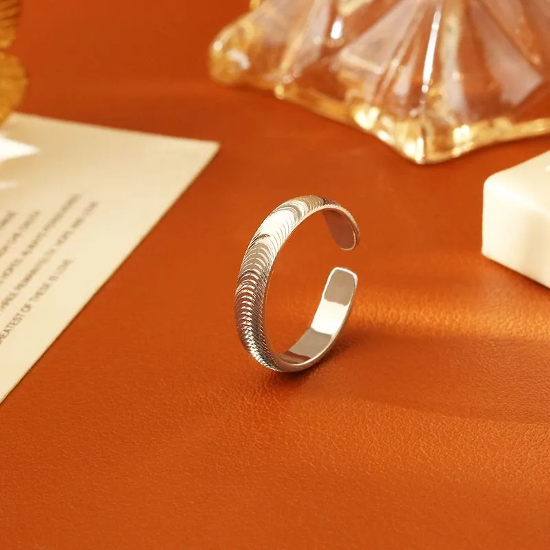 Vintage Dragon‑Scale Textured Adjustable Open‑Cuff Ring Unisex made by FloralTrip