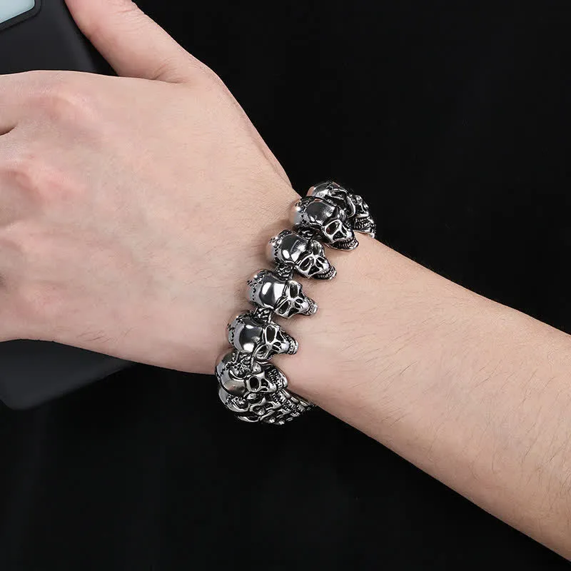 Hip Hop Heavy Skull Head Link Punk Biker Bracelet made by FloralTrip