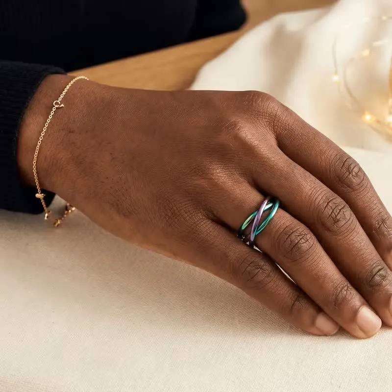 3-In-1 Interlocked Anti Anxiety Rolling Fidget Ring made by FloralTrip