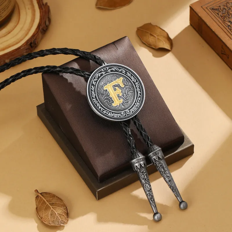 Men's Vintage Western Filigree Monogram Bolo Tie made by FloralTrip