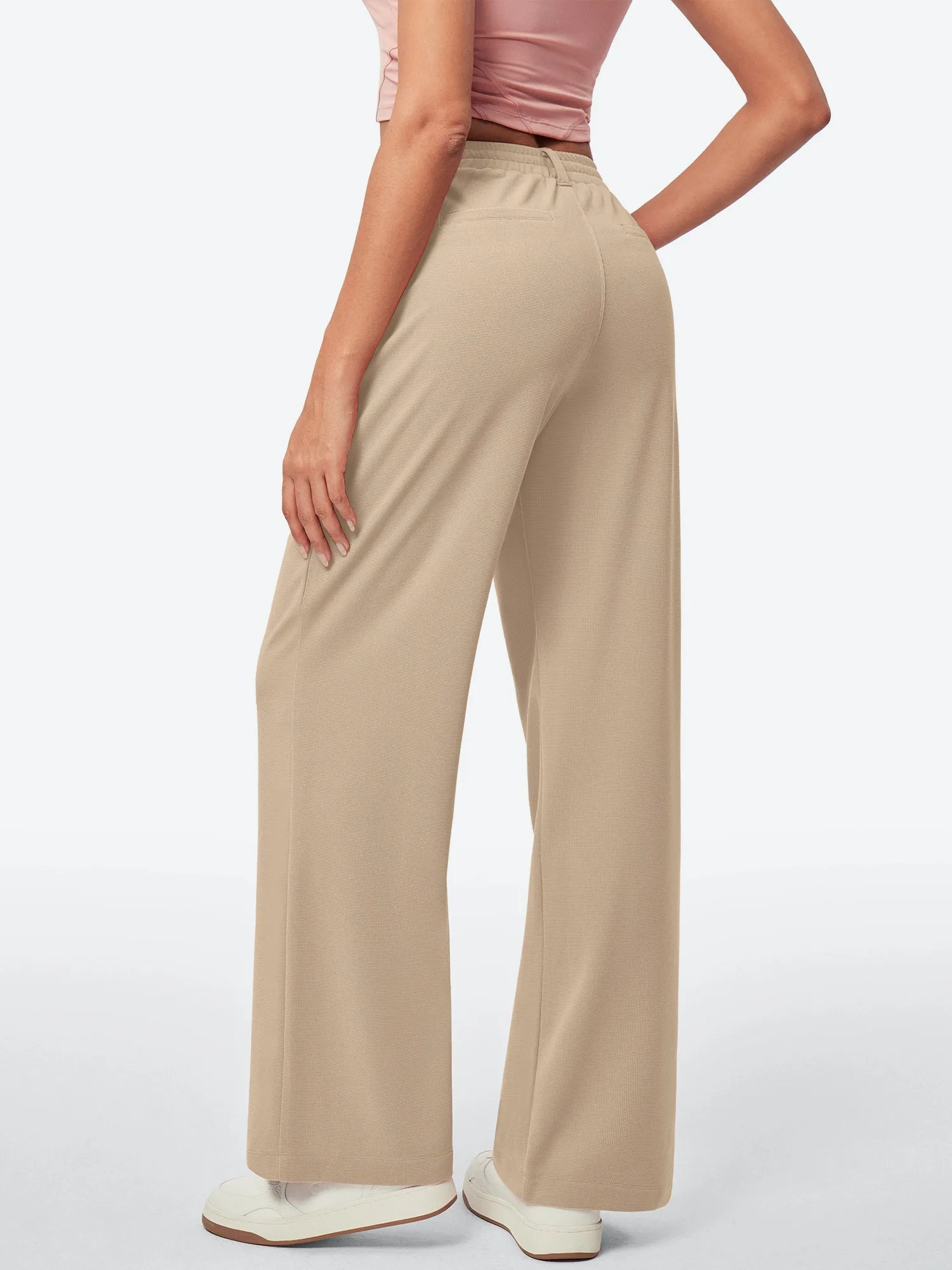 IUGA High Waisted Waffle Wide Leg Work Pants sold by IUGA product image thumbnail 2