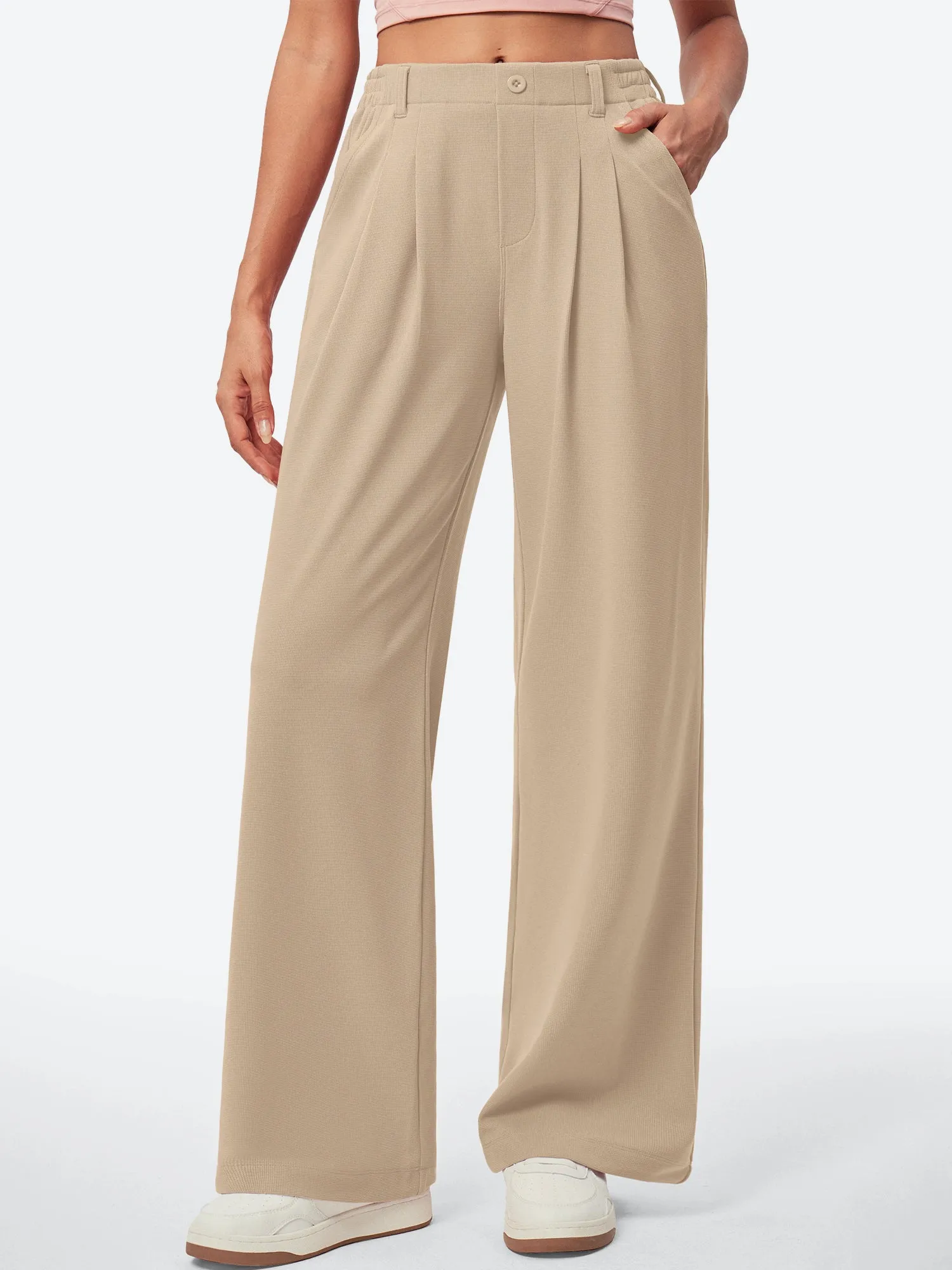IUGA High Waisted Waffle Wide Leg Work Pants sold by IUGA