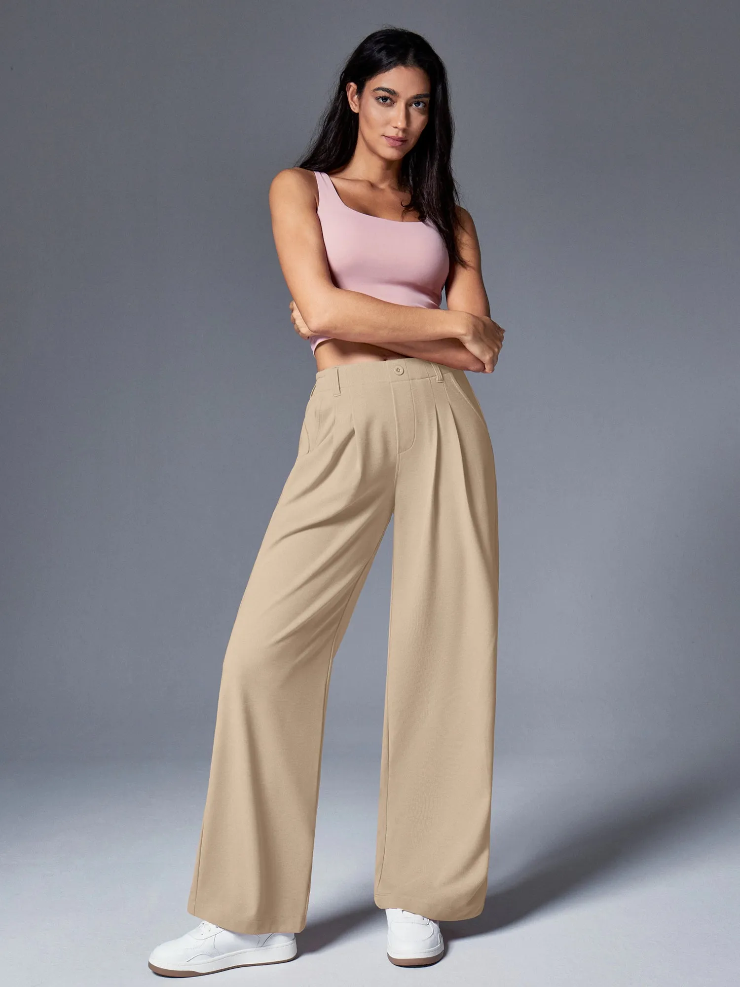 IUGA High Waisted Waffle Wide Leg Work Pants sold by IUGA product image thumbnail 5