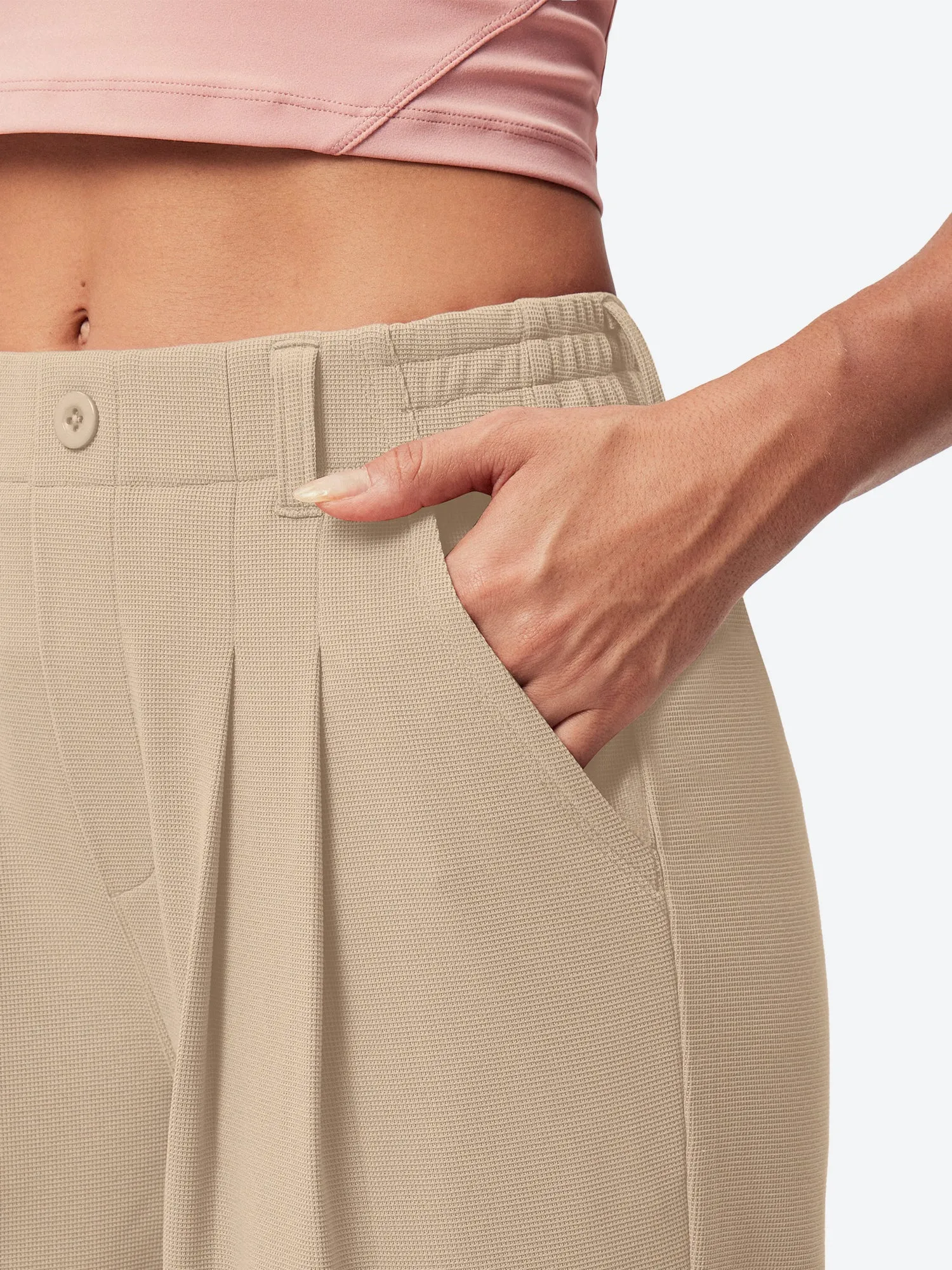 IUGA High Waisted Waffle Wide Leg Work Pants sold by IUGA product image thumbnail 4