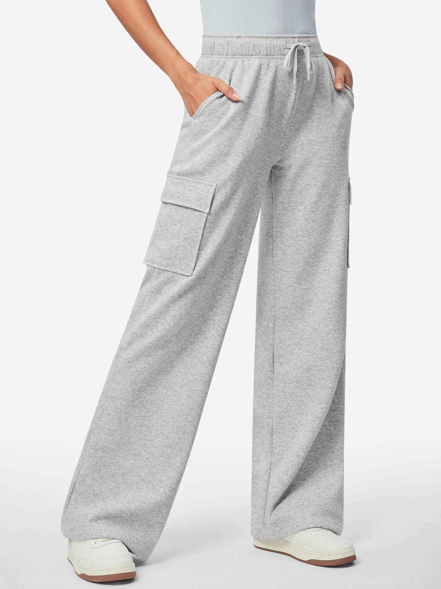 IUGA Fleece Wide Leg Cargo Sweatpants With Pockets sold by IUGA product image thumbnail 2