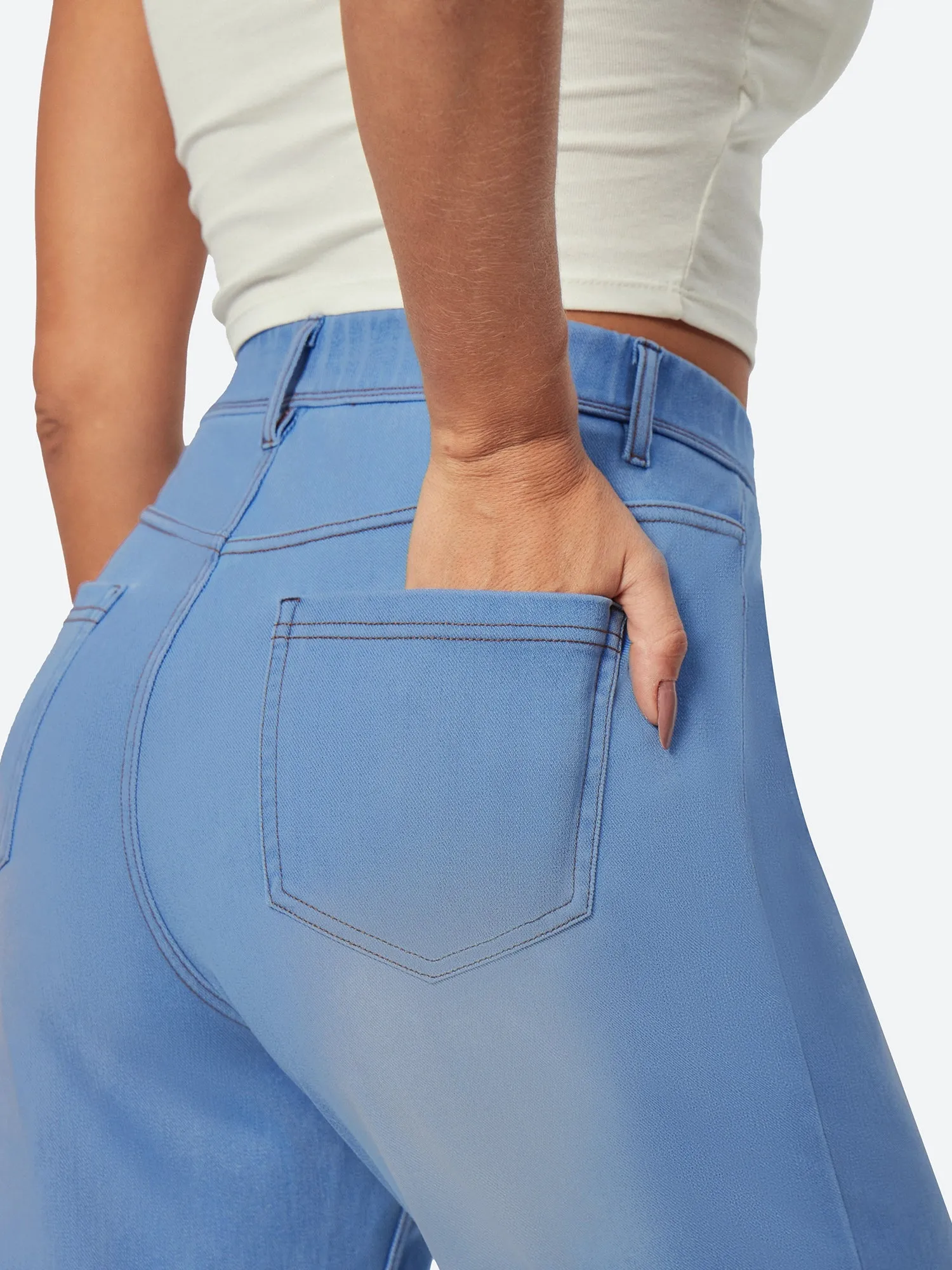 IUGA FlexDenim® High Waist Pull On Wide Leg Jeans sold by IUGA product image thumbnail 5