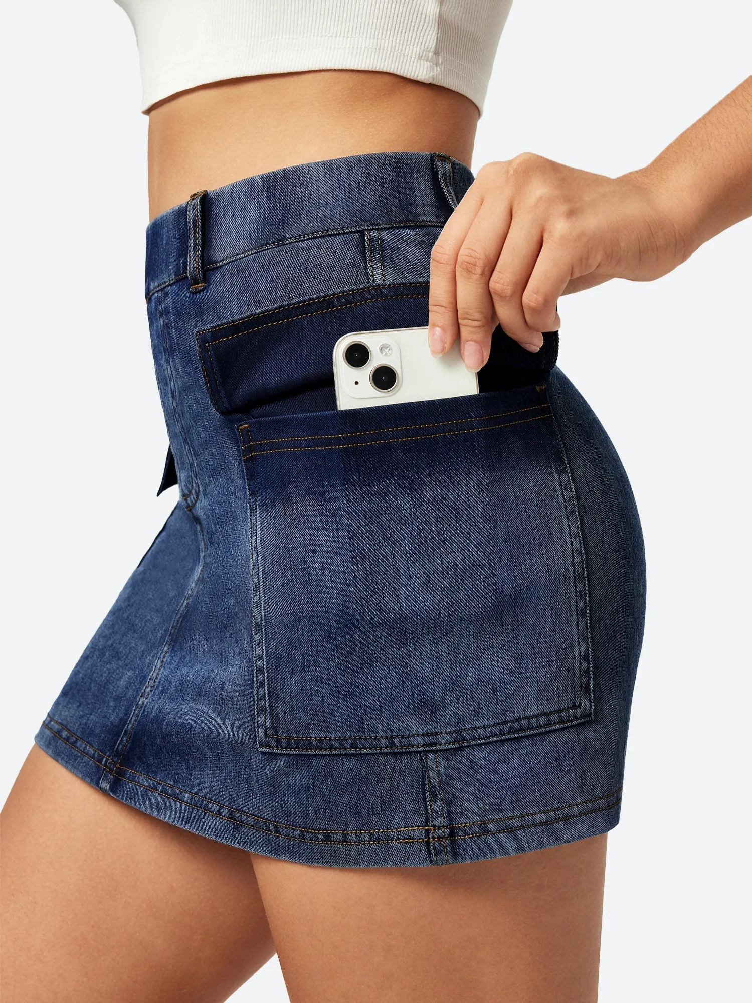 IUGA FlexDenim® High Stretch Denim Jean Skirt With Pockets sold by IUGA product image thumbnail 2