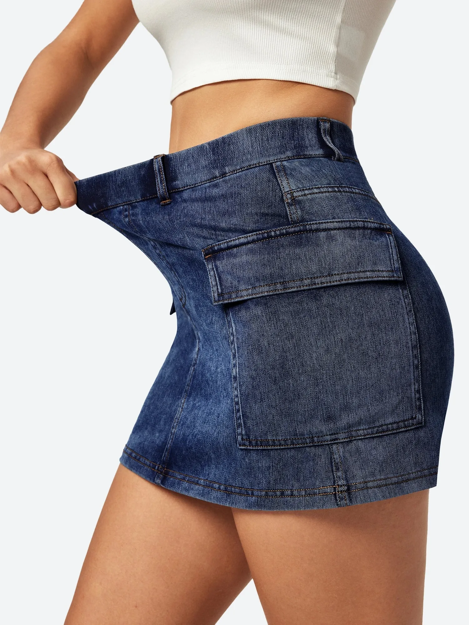IUGA FlexDenim® High Stretch Denim Jean Skirt With Pockets sold by IUGA product image thumbnail 3