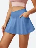 IUGA FlexDenim® V-Waist Stretchy Ruffle Denim Skort With 4 Pockets sold by IUGA