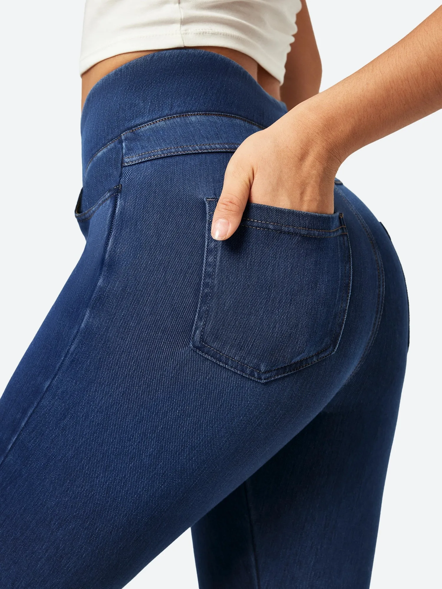 IUGA FlexDenim® High Waisted Pull On Capri Jeans With Pockets sold by IUGA product image thumbnail 2