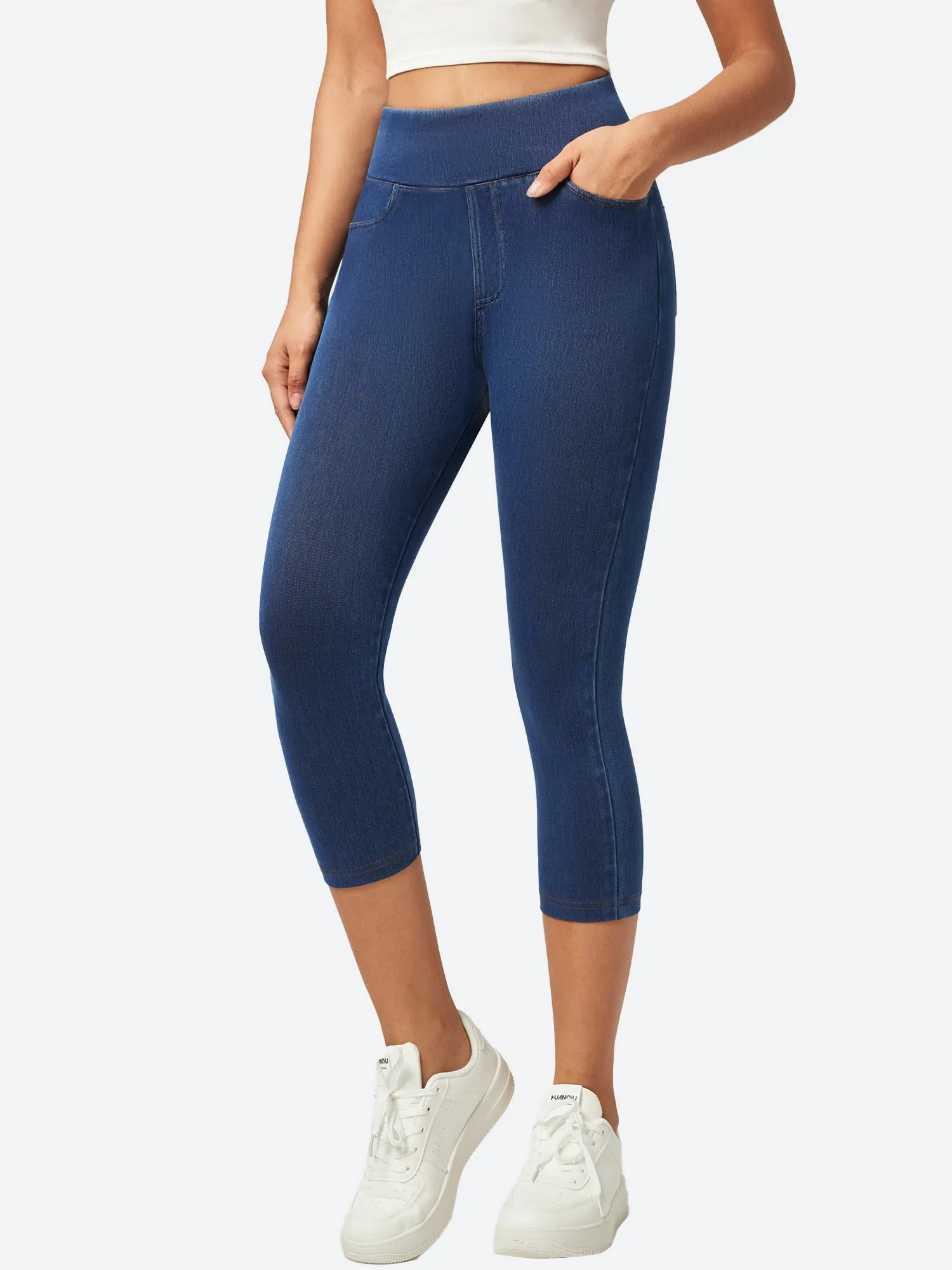 IUGA FlexDenim® High Waisted Pull On Capri Jeans With Pockets sold by IUGA product image thumbnail 4