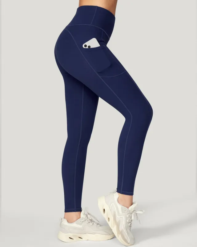 Women black wid legs leggings workout pants sold by IUGA