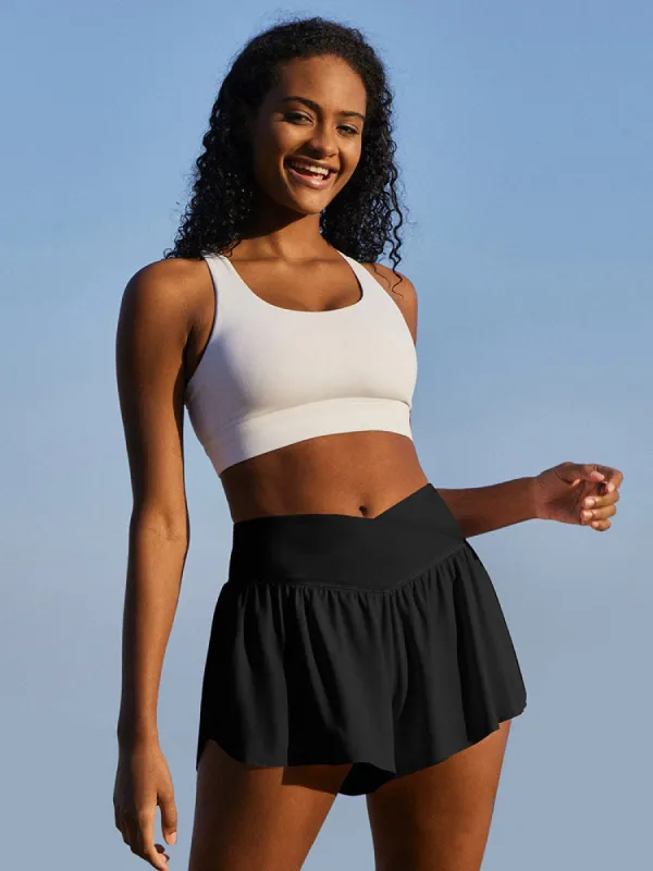 IUGA High Waisted 2 In 1 Crossover Flowy Shorts sold by IUGA