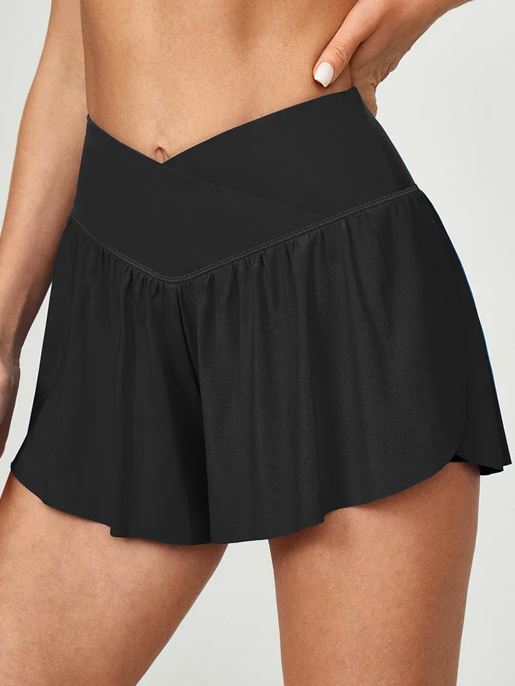IUGA High Waisted 2 In 1 Crossover Flowy Shorts sold by IUGA product image thumbnail 2