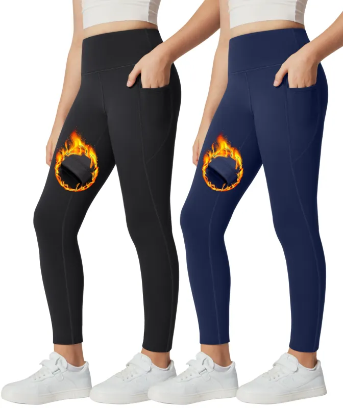 IUGA Girls Fleece Lined Legging High Waisted Yoga Pants with Pockets Winter Leggings sold by IUGA